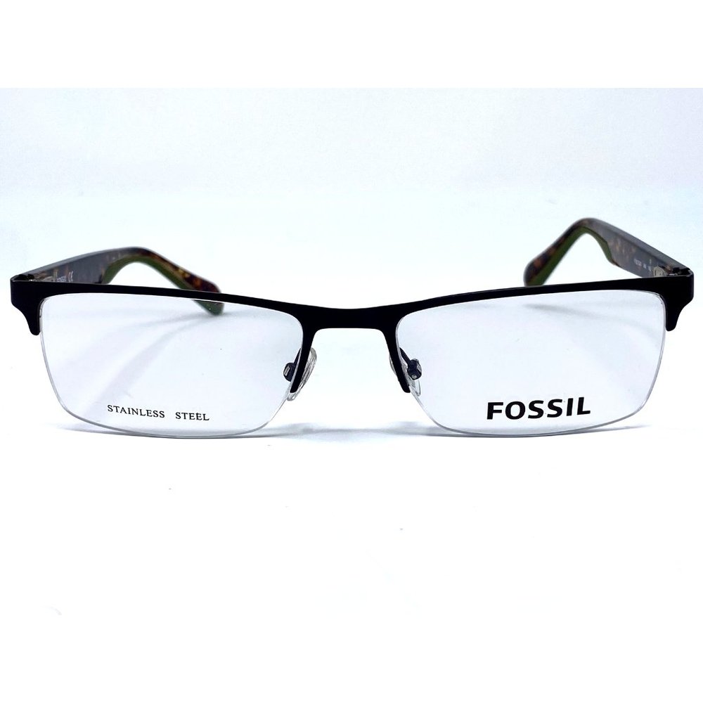 New FOSSIL Brown Half-Rim Stainless Steel FOS7047 Mens Eyeglasses 54-18-145